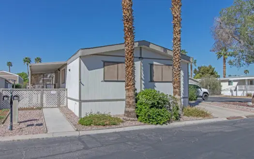 Affordable Las Vegas mobile home for sale 24x60 3 bedroom 2 bath in Cabana Mobile Home Park - 5303 E. Twain Ave. Las Vegas, NV 89122 exterior left side exterior abcmobilehomes.com (702) 641-4444