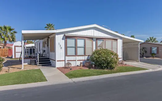 1989 Golden West 24x52 2 bedroom 2 bathroom mobile home for sale in 55+ gated Tropicana Palms Mobile Home Park - 6420 E. Tropicana Ave. Las Vegas, NV 89122 abcmobilehomes.com (702) 641-4444