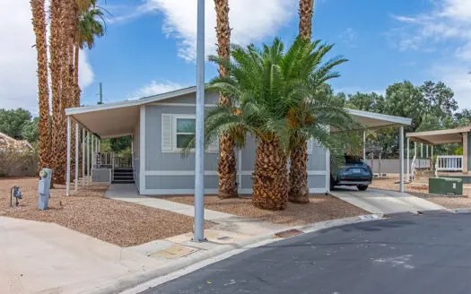 24x67 3-bedroom 2-bathroom manufactured home For Sale in Tropicana Palms 55+ gated community - 6420 E. Tropicana Ave. Las Vegas, NV 89122 abcmobilehomes.com (702) 641-4444